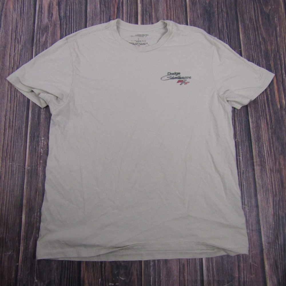 Dodge Challenger R/T Shirt Mens Large Beige 1970 Muscle Car Graphic Tee T-Shirt